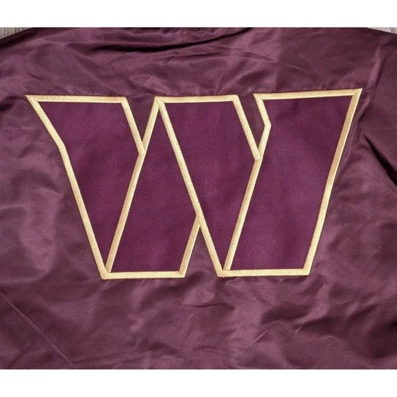 Washington Commanders Bomber Varsity Satin Jacket Mens Medium Full Snap Burgundy - Picture 11 of 16